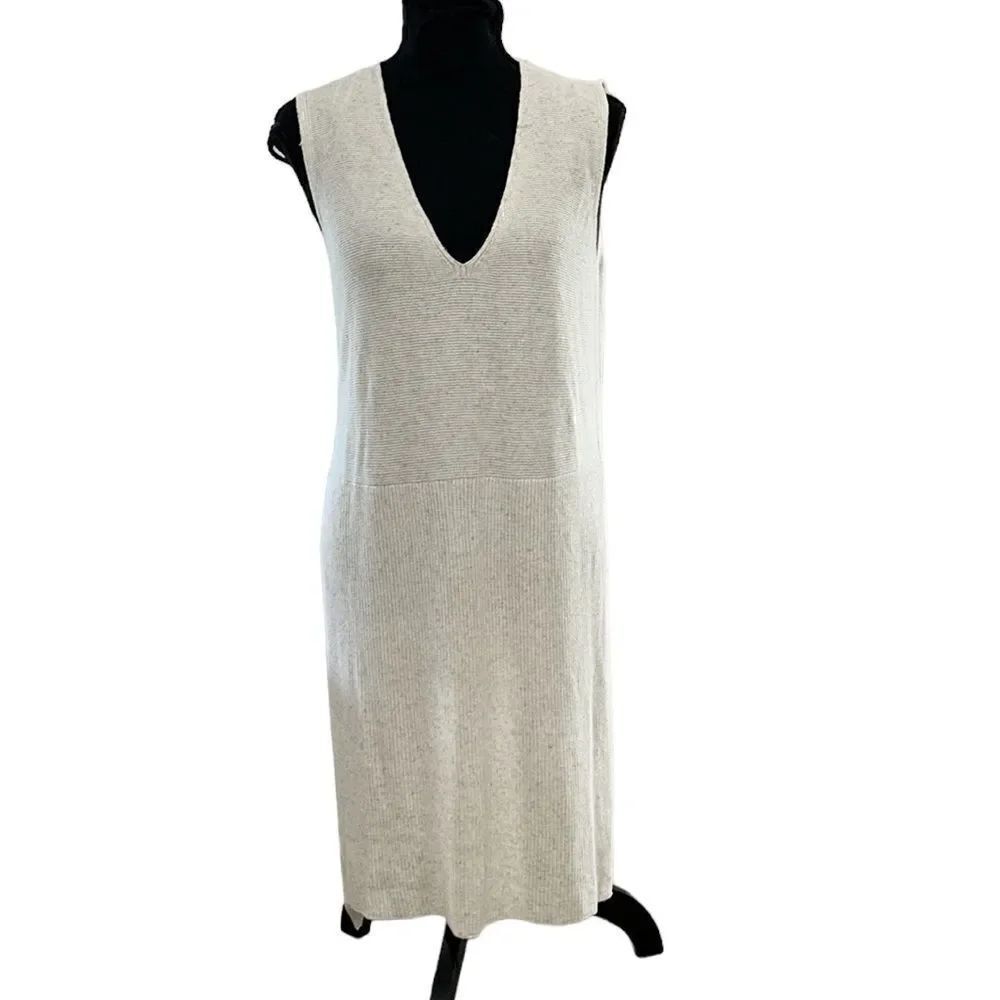 Zara Beige Long V-neck Knit Tunic Top(Size Medium)
